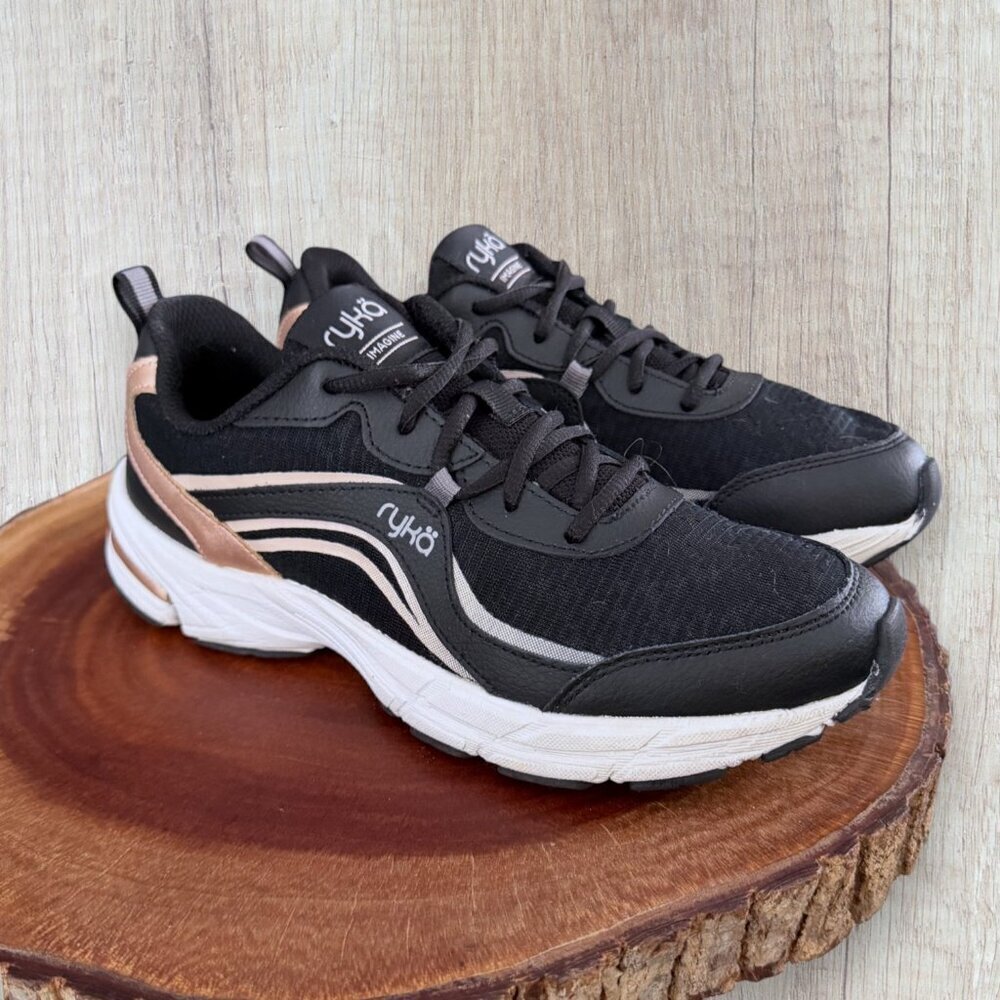 Ryka Imagine Black Rose Gold Walking Running Shoes Sneakers Womens 8.5 M